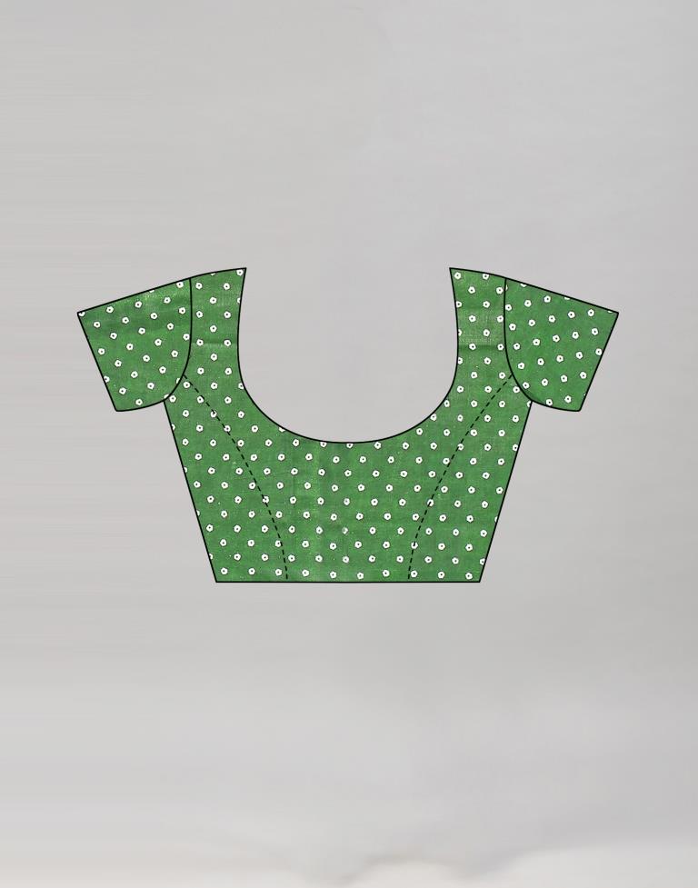 Green Coloured Cotton Bandhani Printed Saree | Sudathi