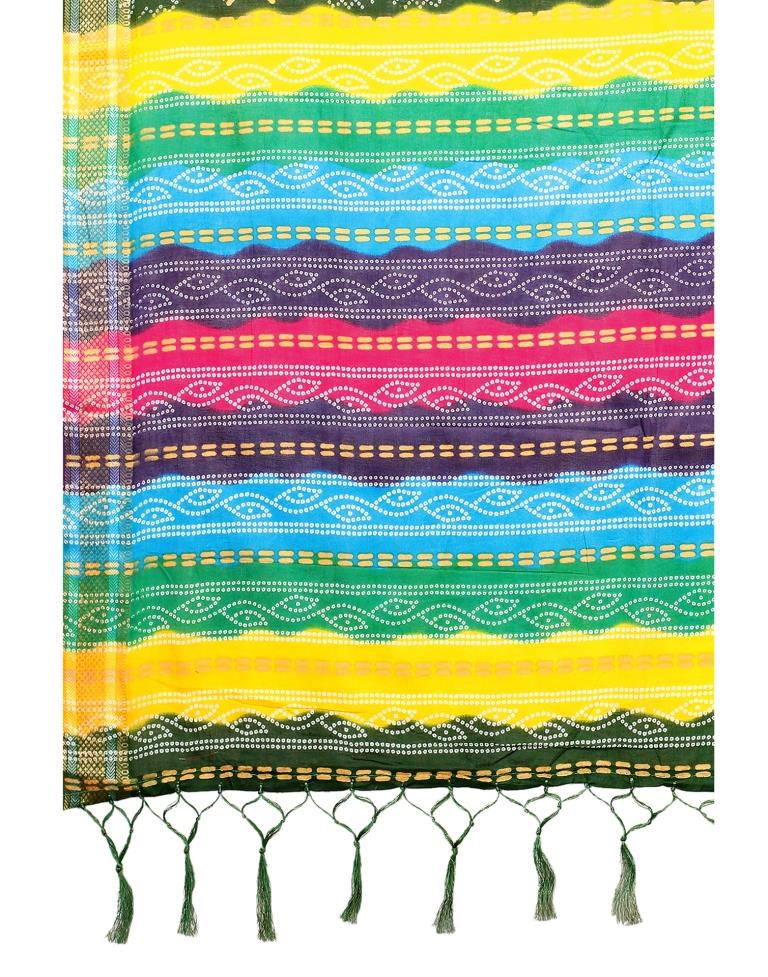 Green Coloured Cotton Bandhani Printed Saree | Sudathi