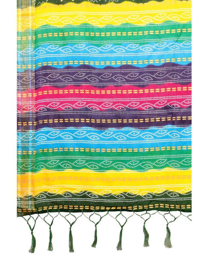 Green Coloured Cotton Bandhani Printed Saree | Sudathi