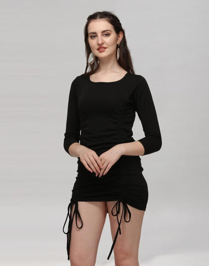 Black Coloured Knitted Lycra Dress | Leemboodi