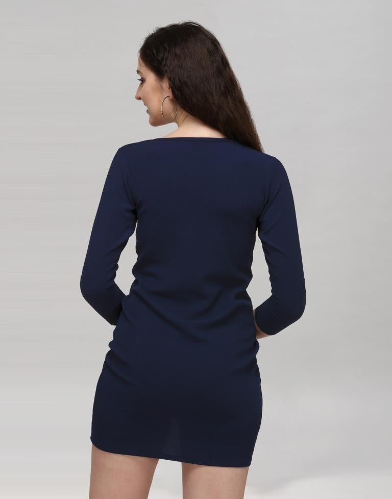 Blue Coloured Knitted Lycra Dress | Leemboodi