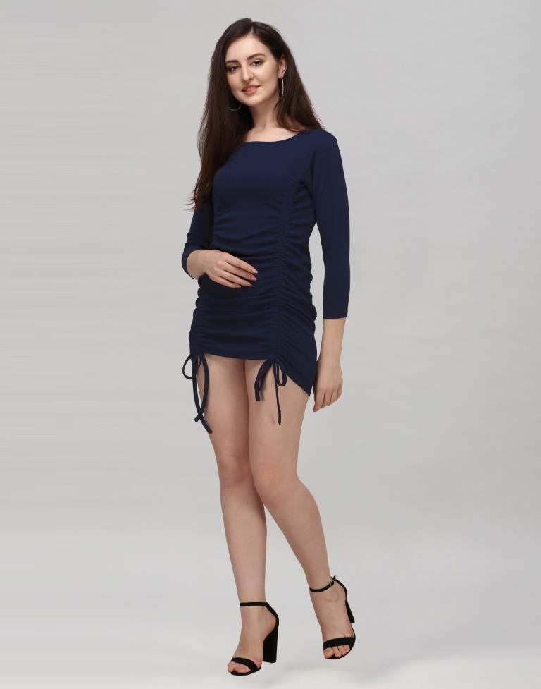 Blue Coloured Knitted Lycra Dress | Leemboodi