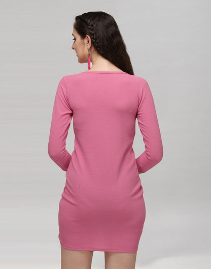 Pink Coloured Knitted Lycra Dress | Leemboodi