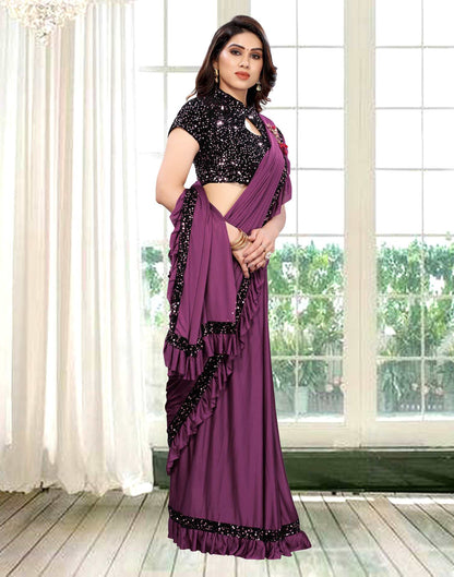 Magenta Coloured Lycra Dyed Saree