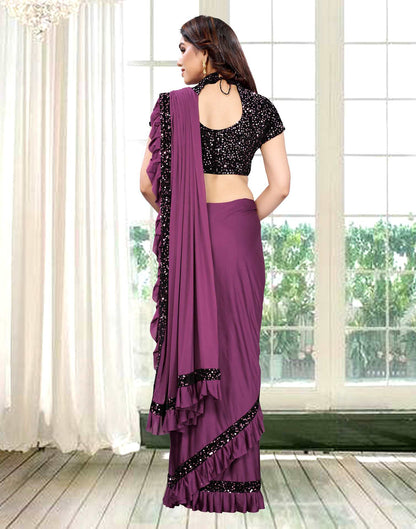 Magenta Coloured Lycra Dyed Saree