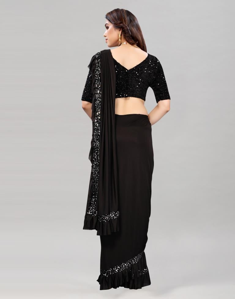 Black Coloured Lycra Dyed Saree | Sudathi