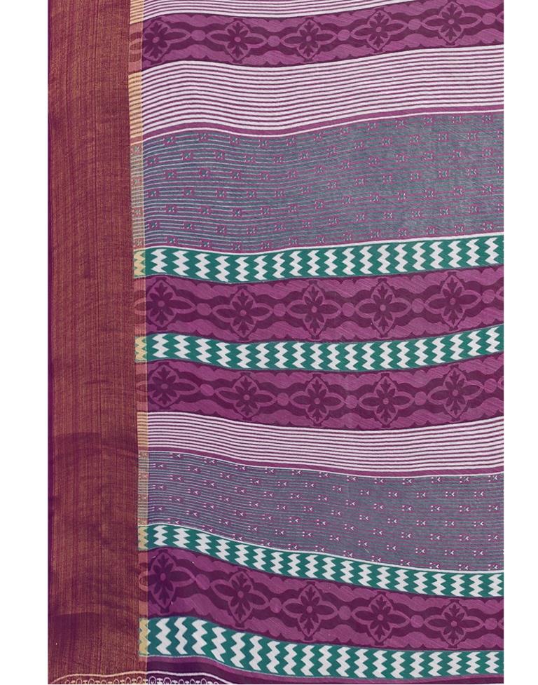 White Coloured Poly Cotton Printed Saree | Sudathi