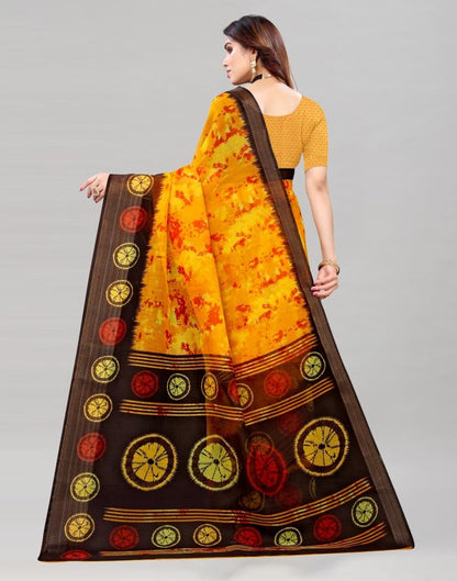 Yellow Coloured Poly Cotton Printed Saree | Sudathi