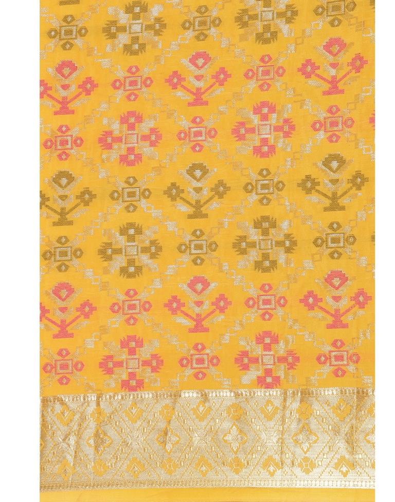 Yellow Coloured Poly Silk Banarasi Jacquard Saree | Sudathi