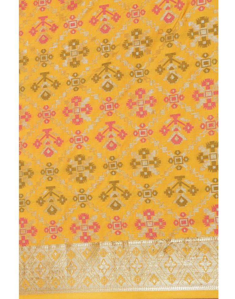 Yellow Coloured Poly Silk Banarasi Jacquard Saree | Sudathi