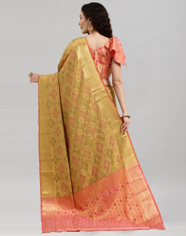 Pear Green Coloured Poly Silk Banarasi Jacquard Saree | Sudathi