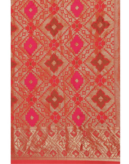 Dark Orange Coloured Poly Silk Banarasi Jacquard Saree | Sudathi