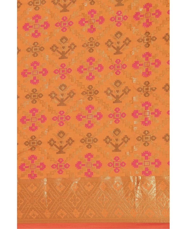 Dark Orange Coloured Poly Silk Banarasi Jacquard Saree | Sudathi