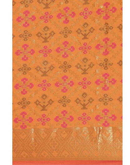 Dark Orange Coloured Poly Silk Banarasi Jacquard Saree | Sudathi