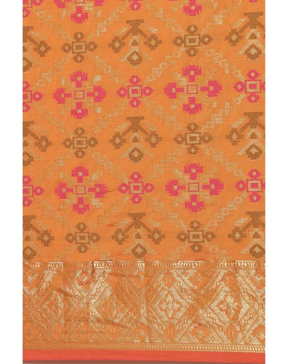 Dark Orange Coloured Poly Silk Banarasi Jacquard Saree | Sudathi