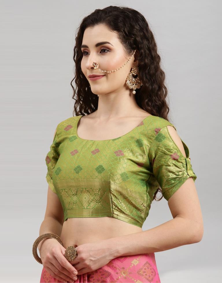 Pink Coloured Poly Silk Banarasi Jacquard Saree | Sudathi