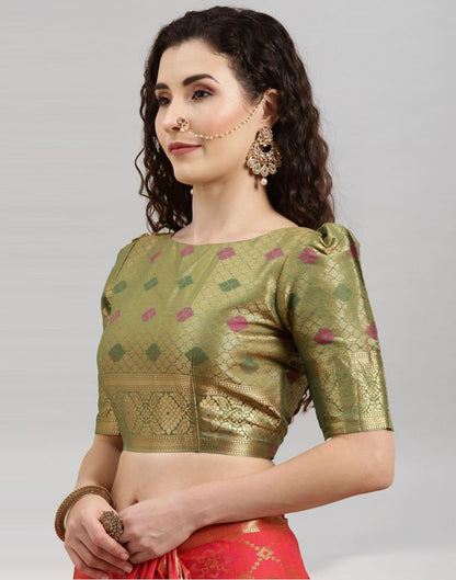 Red Coloured Poly Silk Banarasi Jacquard Saree | Sudathi