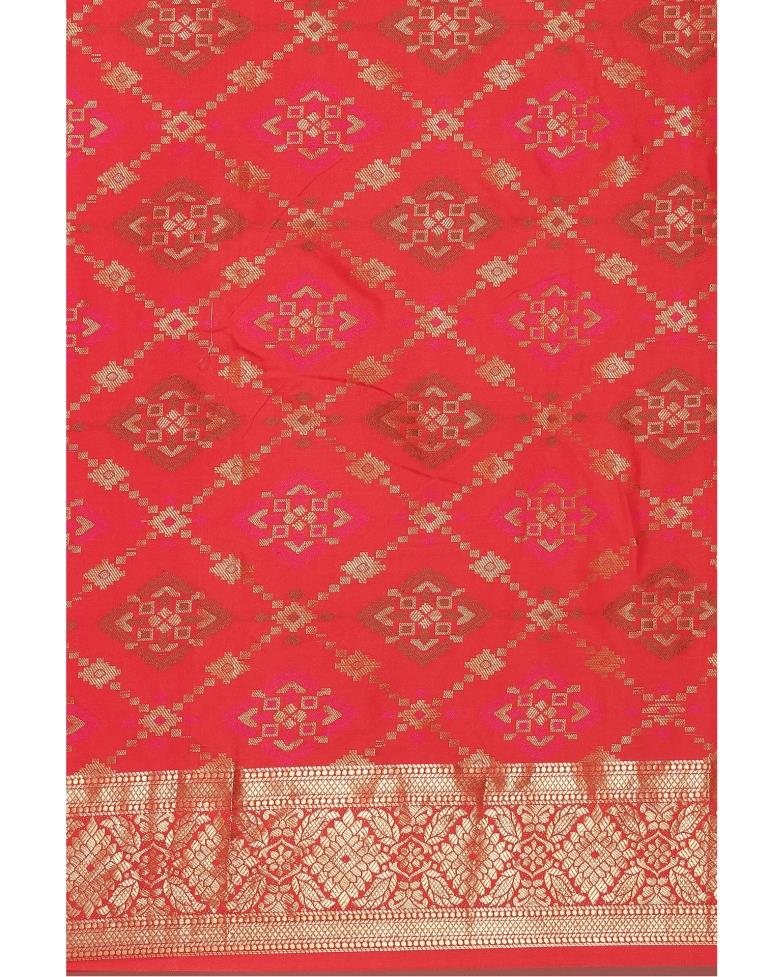 Red Coloured Poly Silk Banarasi Jacquard Saree | Sudathi