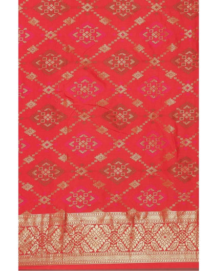 Red Coloured Poly Silk Banarasi Jacquard Saree | Sudathi