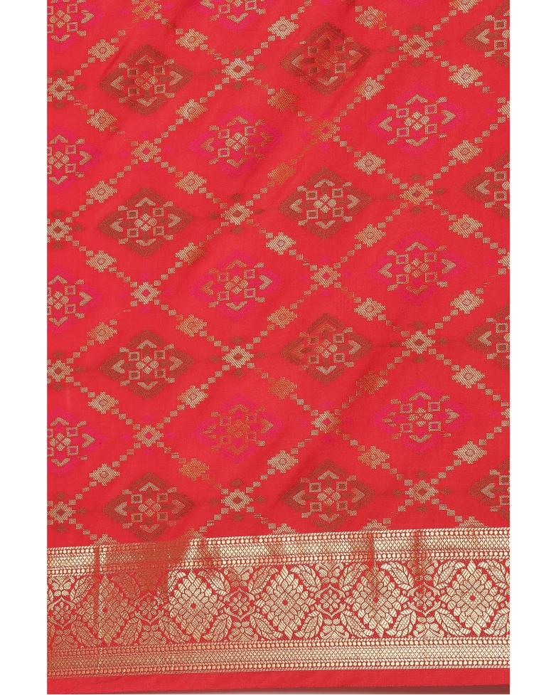 Red Coloured Poly Silk Banarasi Jacquard Saree | Sudathi