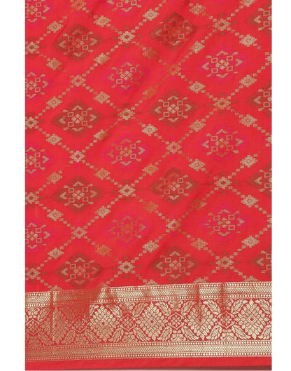 Red Coloured Poly Silk Banarasi Jacquard Saree | Sudathi