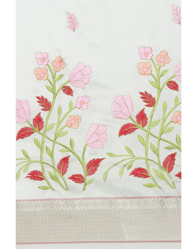 Light Blue Coloured Organza Embroidery Saree | Sudathi