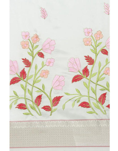 Light Blue Coloured Organza Embroidery Saree | Sudathi