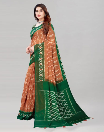 Light Brown Coloured Poly Cotton Printed Saree | Sudathi