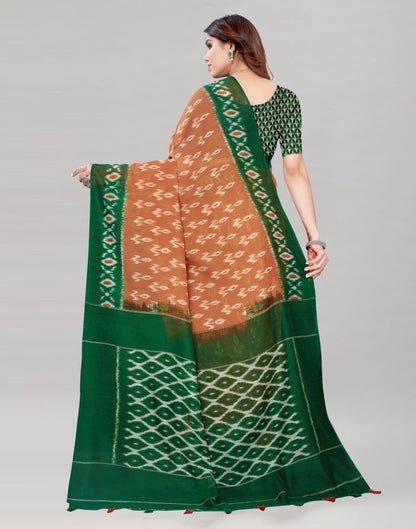 Light Brown Coloured Poly Cotton Printed Saree | Sudathi