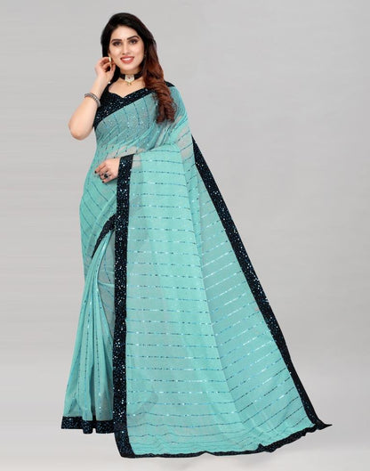 Sky Blue Sequence Saree