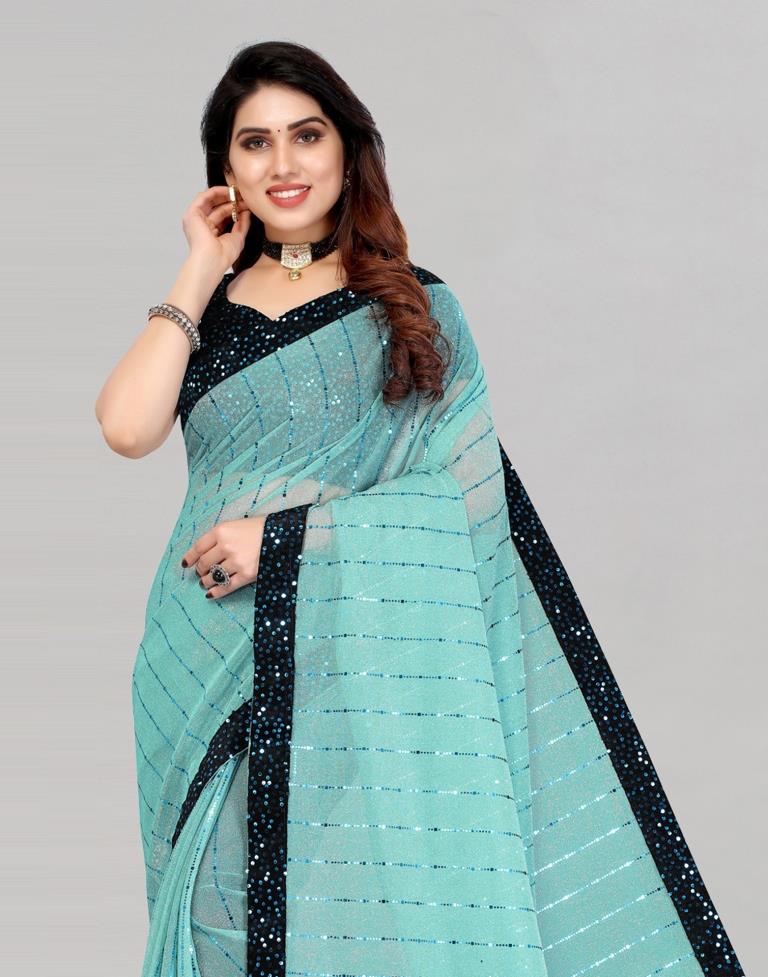 Sky Blue Sequence Saree