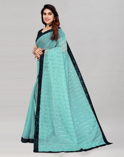 Sky Blue Sequence Saree