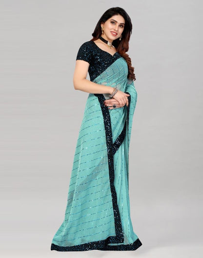 Sky Blue Sequence Saree