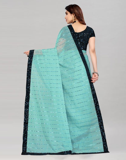 Sky Blue Sequence Saree