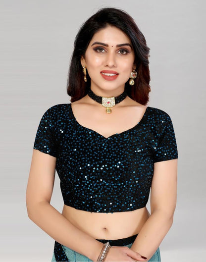 Sky Blue Sequence Saree