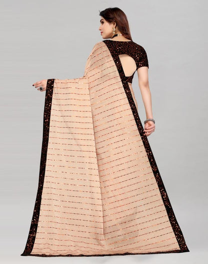 Light Brown Coloured Lycra Shimmer Embellished Saree | Sudathi