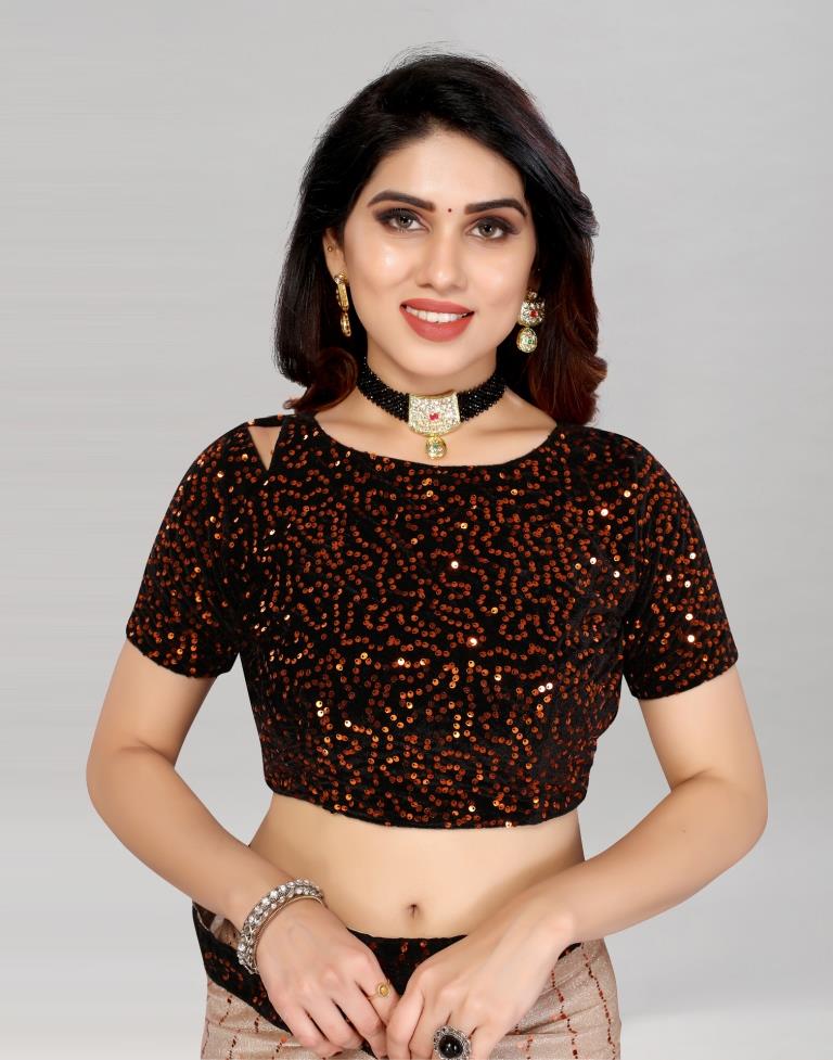 Light Brown Coloured Lycra Shimmer Embellished Saree | Sudathi