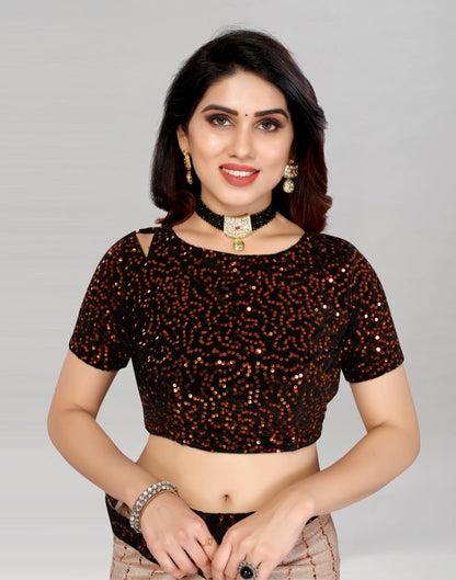 Light Brown Coloured Lycra Shimmer Embellished Saree | Sudathi