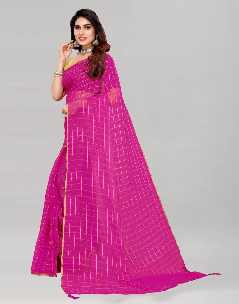 Hot Pink Georgette Floral Printed Saree | Sudathi