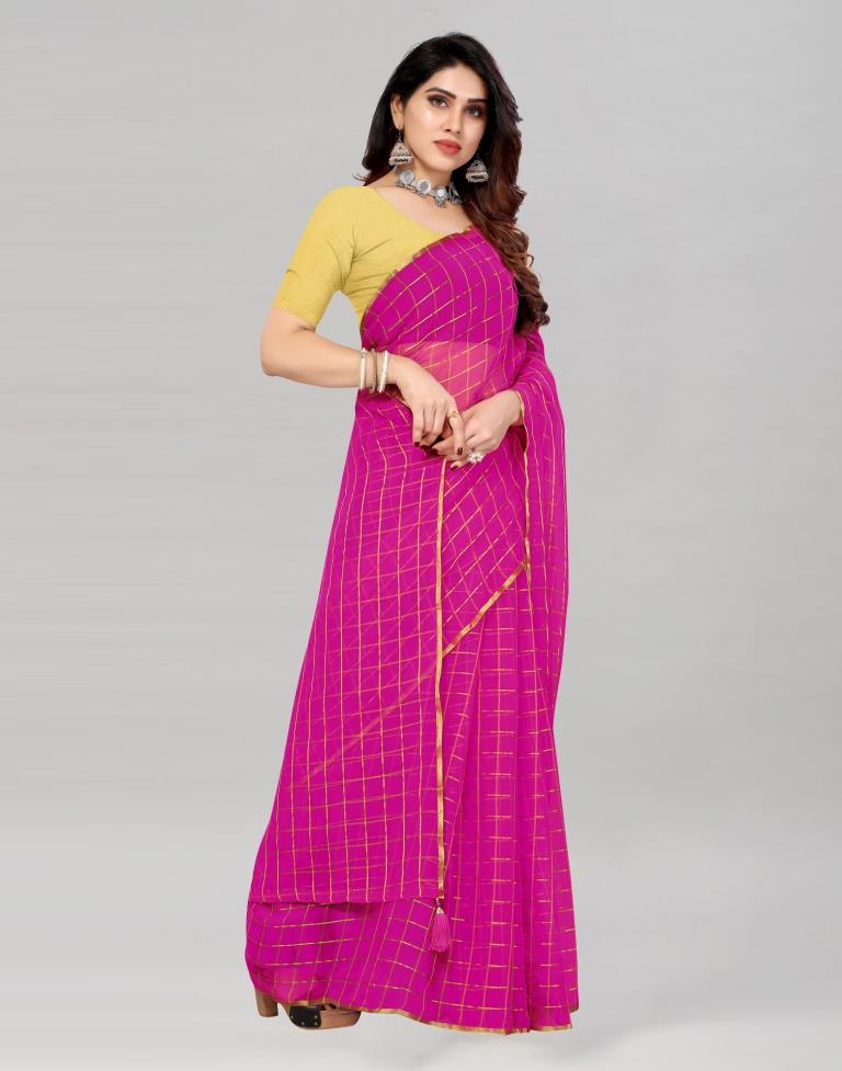 Hot Pink Georgette Floral Printed Saree | Sudathi