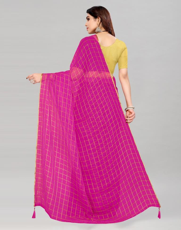 Hot Pink Georgette Floral Printed Saree | Sudathi