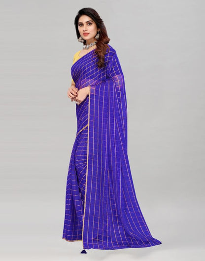 Royal Blue Georgette Floral Printed Saree | Sudathi