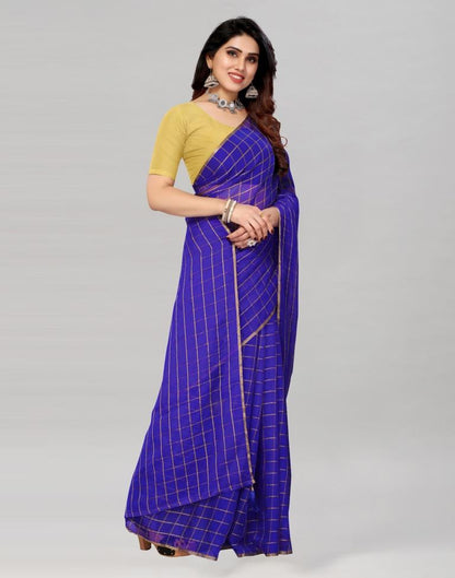 Royal Blue Georgette Floral Printed Saree | Sudathi