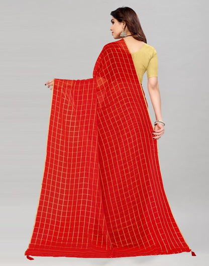 Red Georgette Floral Printed Saree | Sudathi