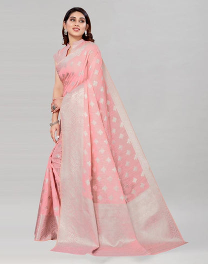 Light Pink Coloured Cotton Jacquard Saree | Sudathi