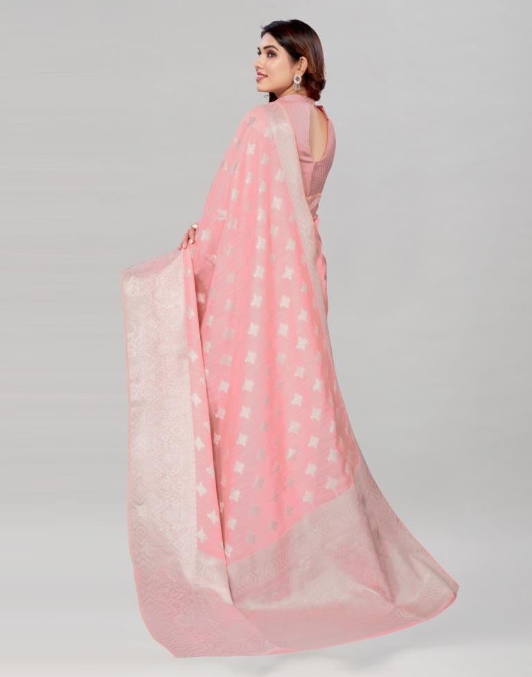 Light Pink Coloured Cotton Jacquard Saree | Sudathi
