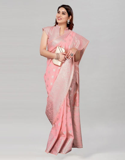 Light Pink Coloured Cotton Jacquard Saree | Sudathi
