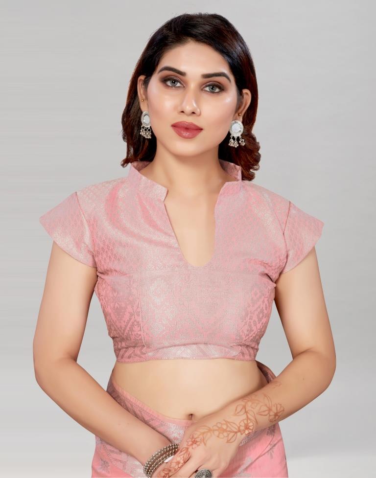 Light Pink Coloured Cotton Jacquard Saree | Sudathi