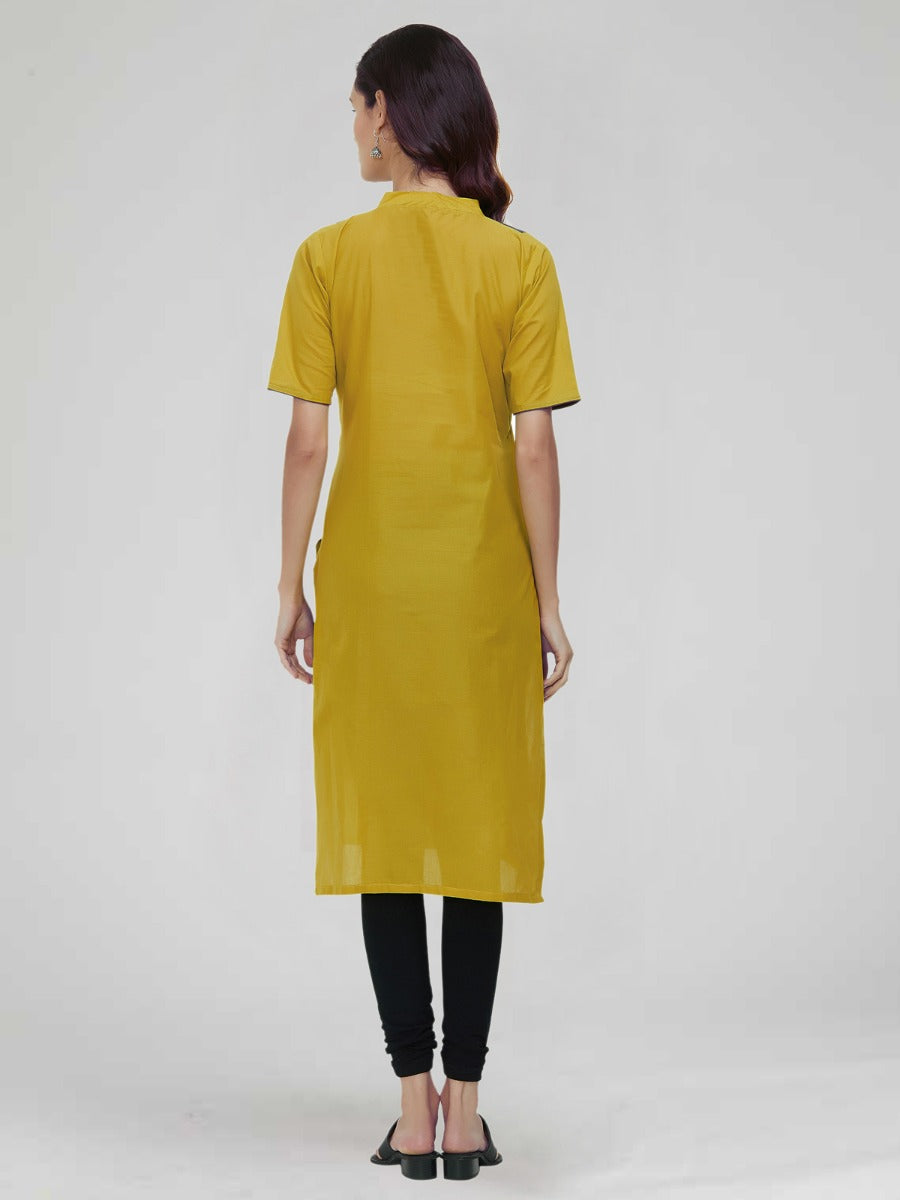 Yellow Coloured Dyed Cotton Kurti | Sudathi