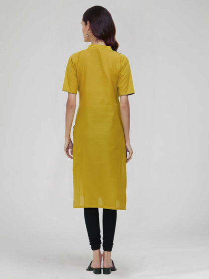 Yellow Coloured Dyed Cotton Kurti | Sudathi